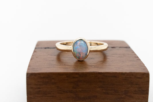 White Cabochon Opal  Ring 