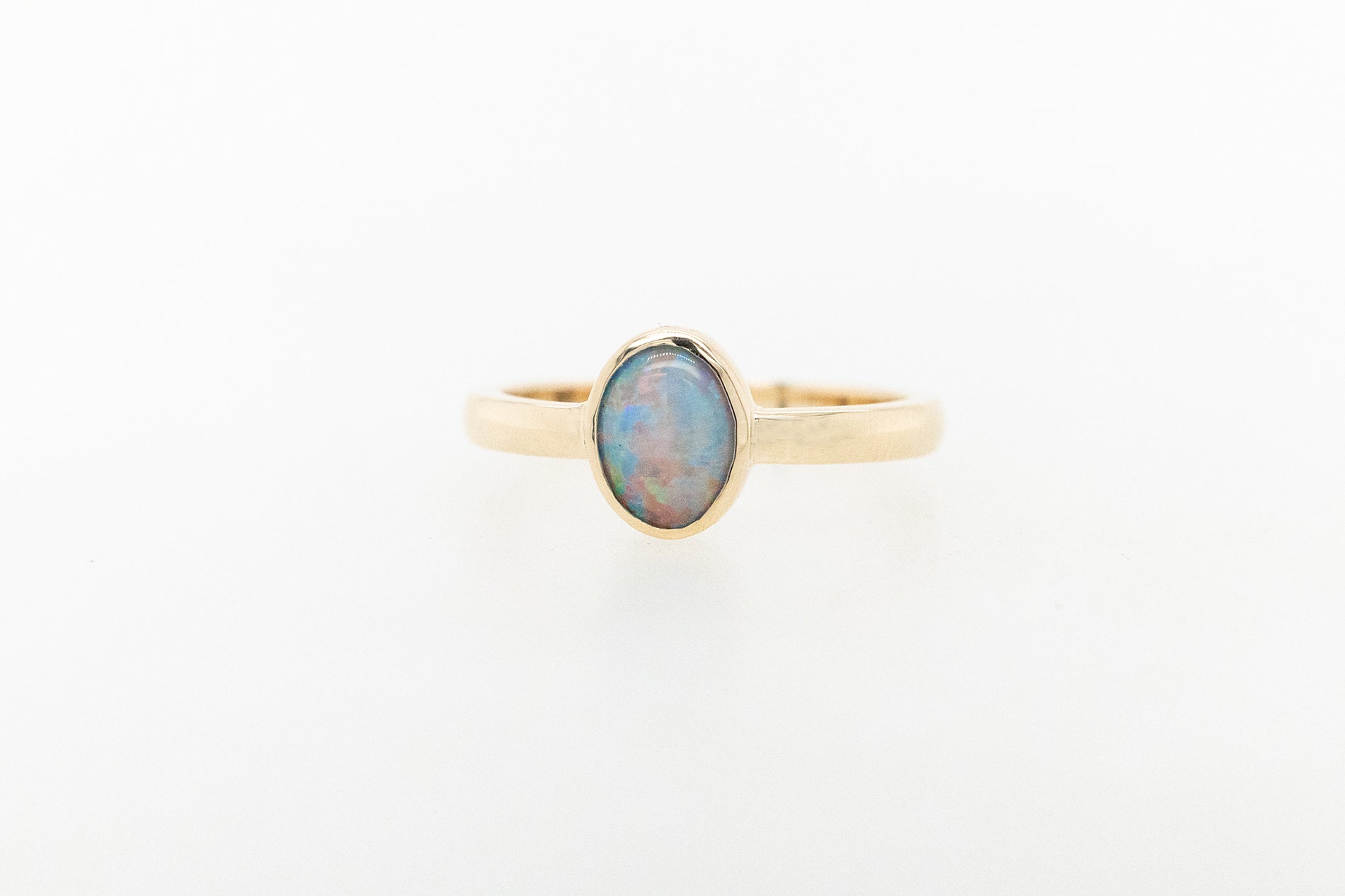White Cabochon Opal  Ring 