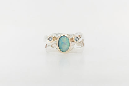 Opal and Aquamarine Ring