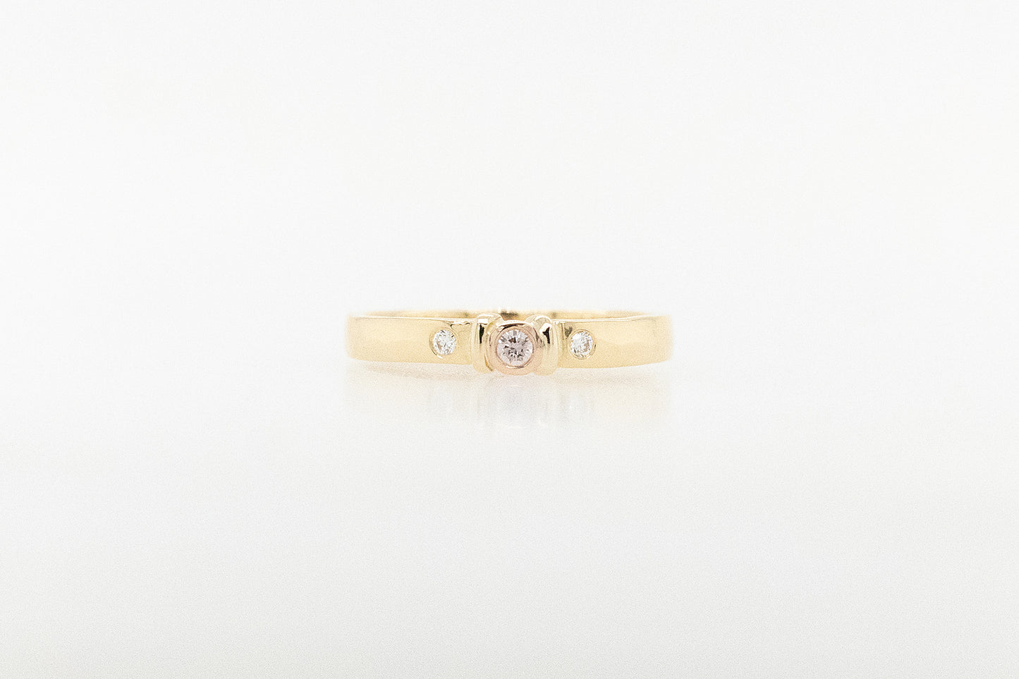 Beaten Look Pink and White Diamond Ring 
