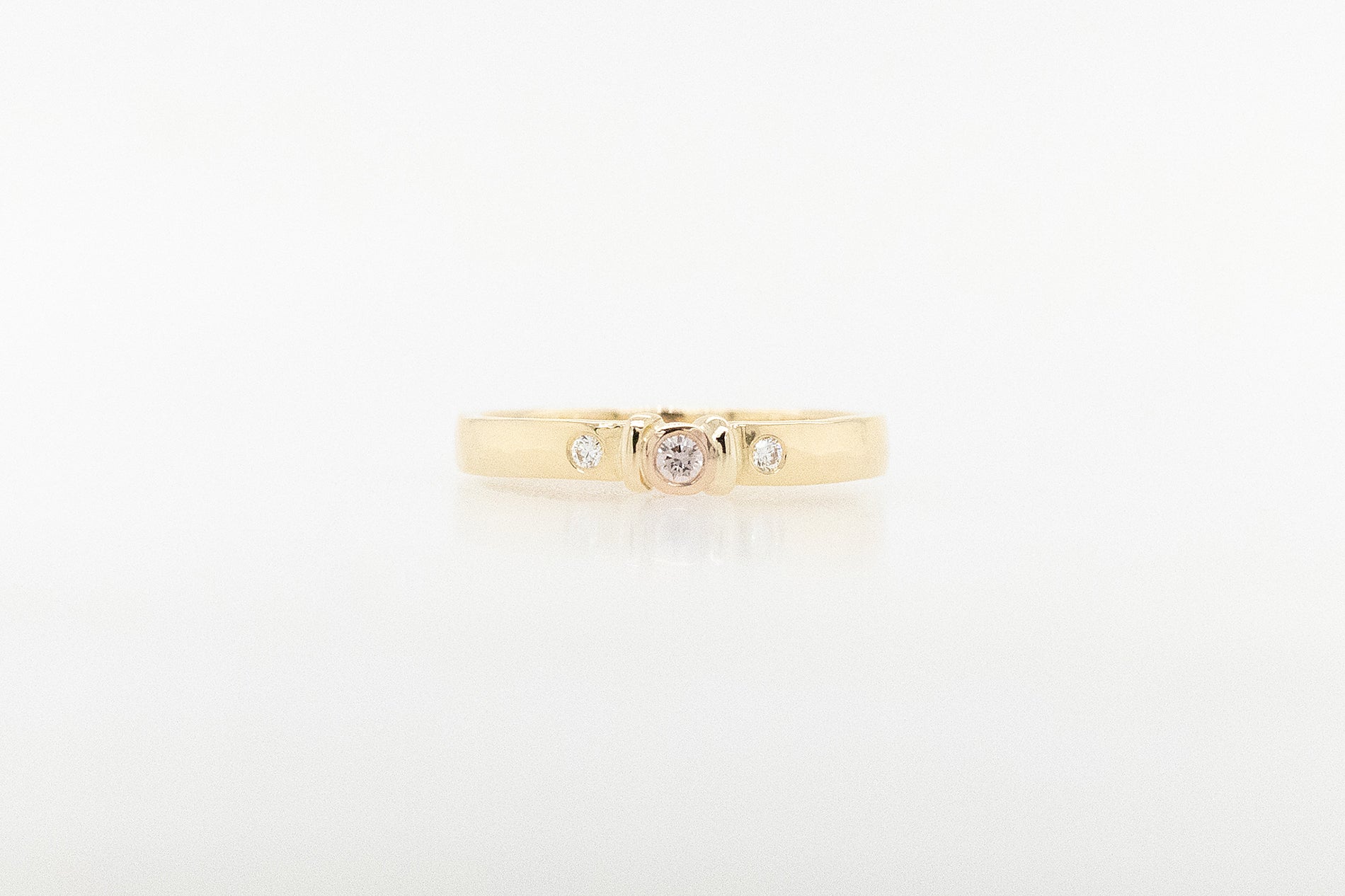 Beaten Look Pink and White Diamond Ring 