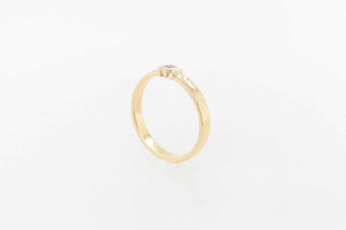 Beaten Look Pink and White Diamond Ring 