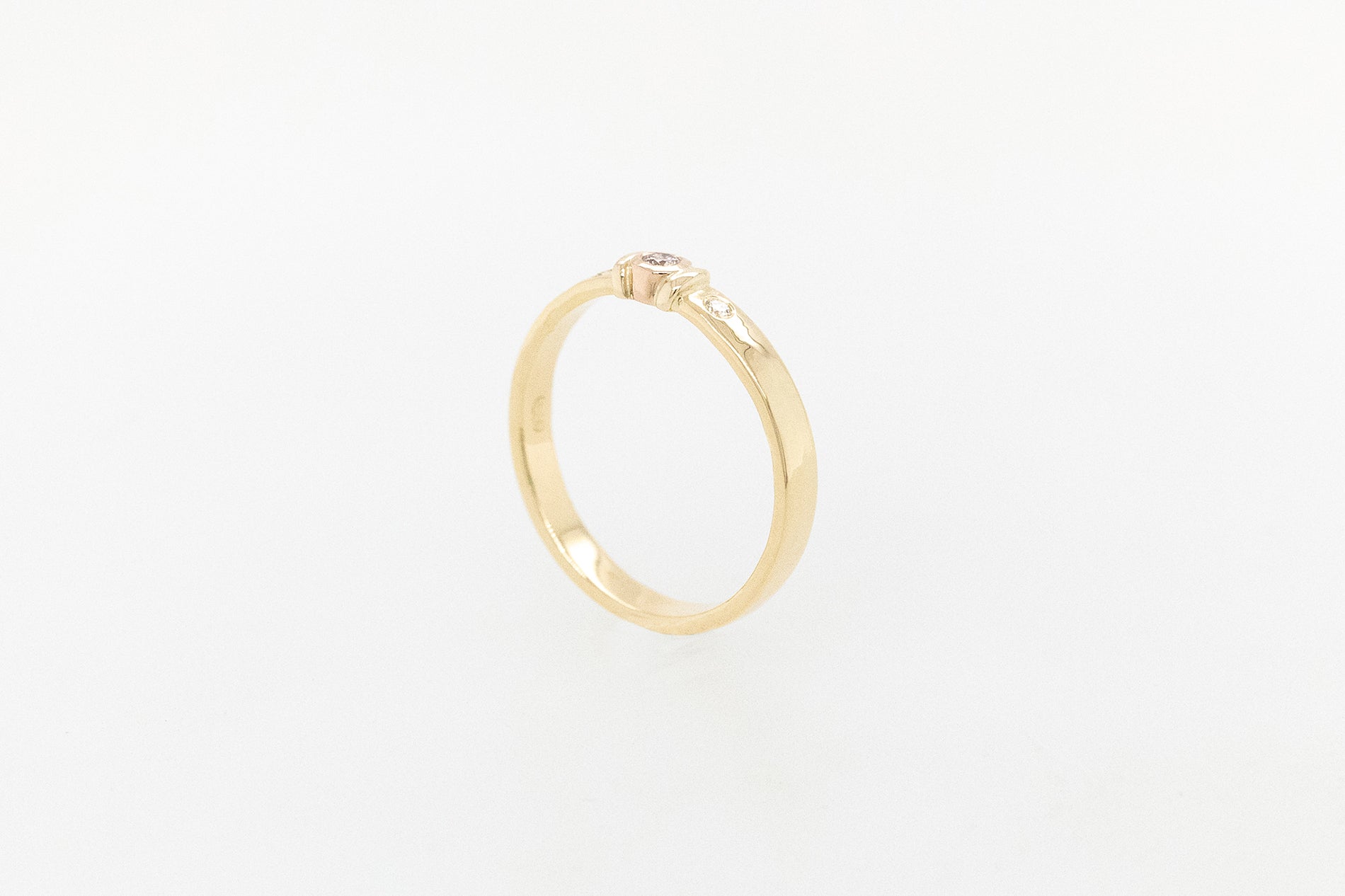Beaten Look Pink and White Diamond Ring 