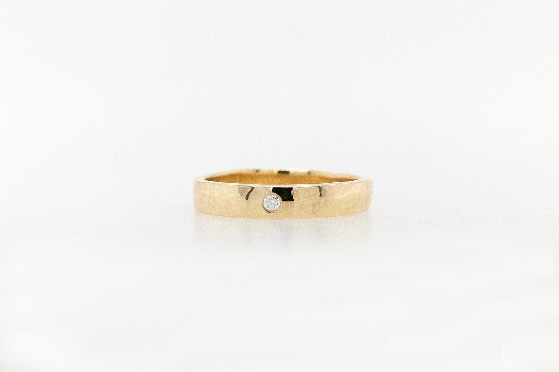 Hammered Texture Ring with Diamonds