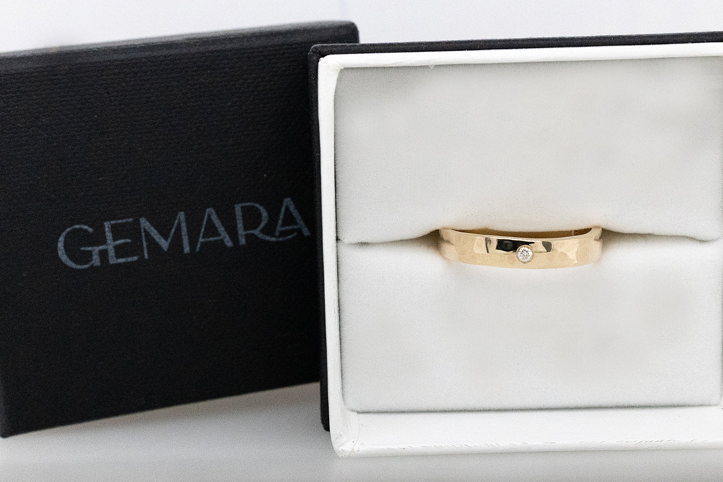 Hammered Texture Ring with Diamonds