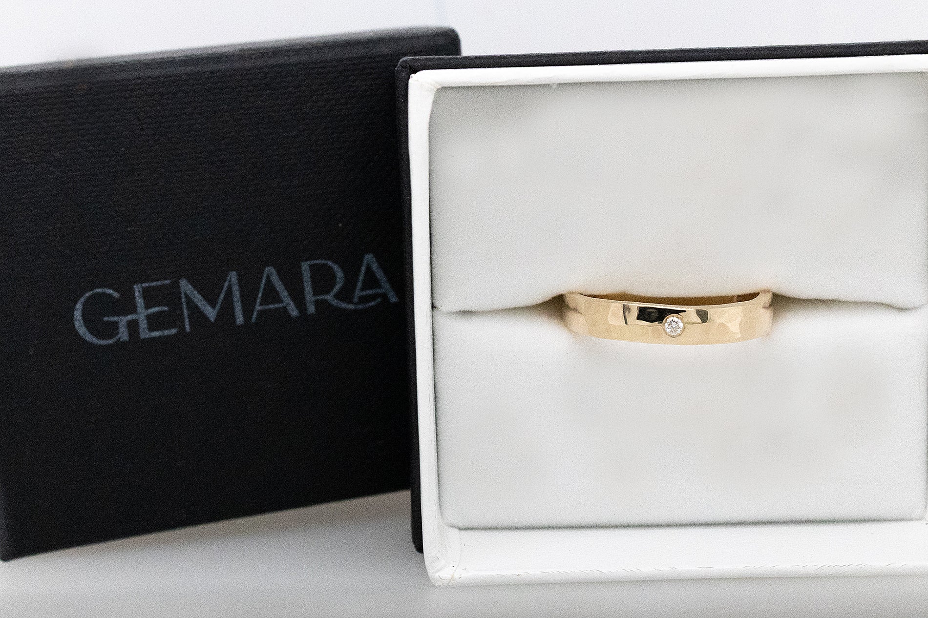Hammered Texture Ring with Diamonds