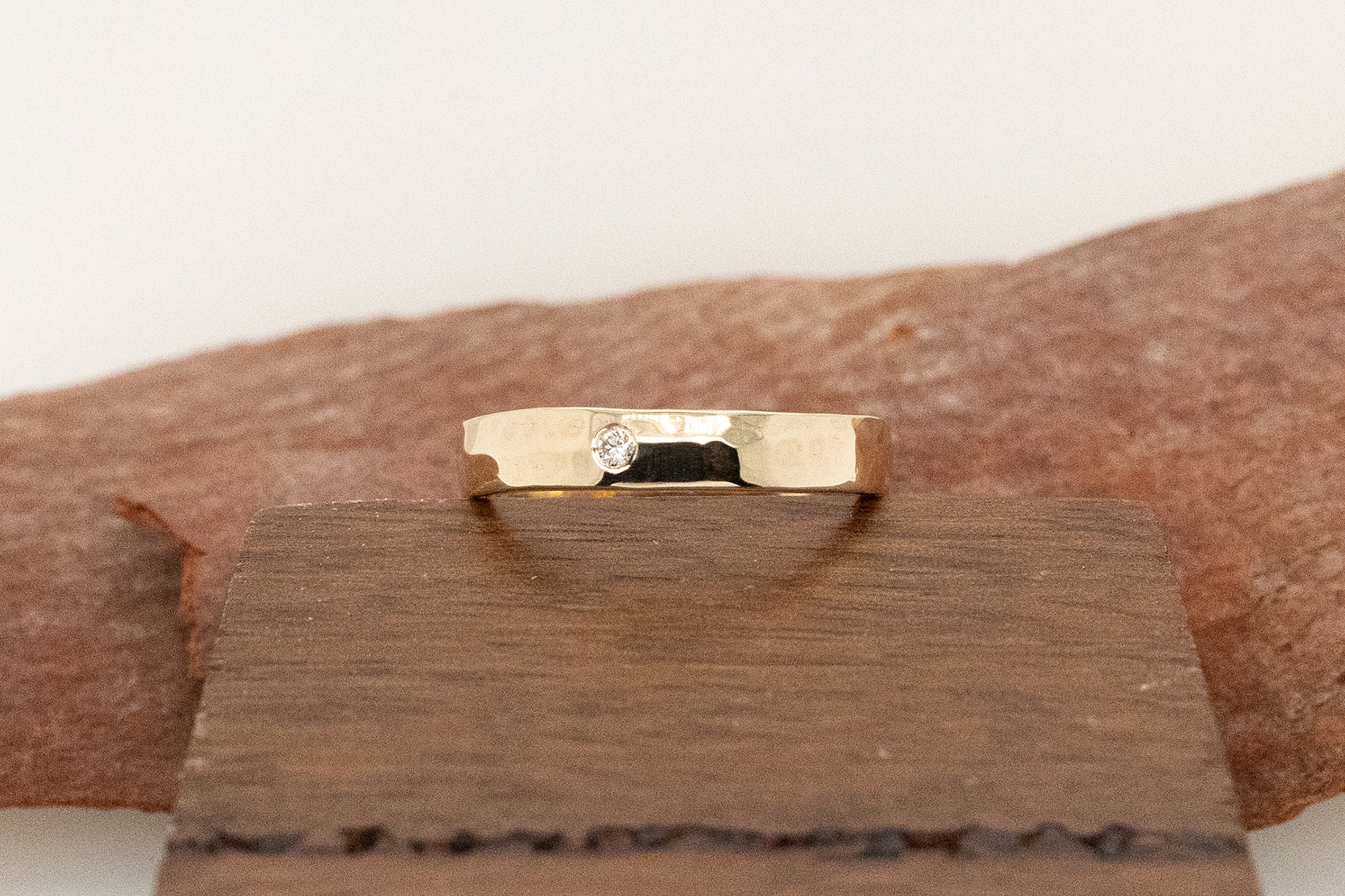 Hammered Texture Ring with Diamonds
