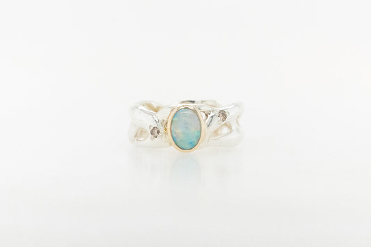 Opal and Champagne Diamond Ring