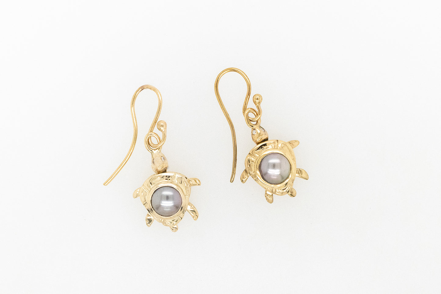 Abrolhos Island Pearl and Diamond Turtle Earrings