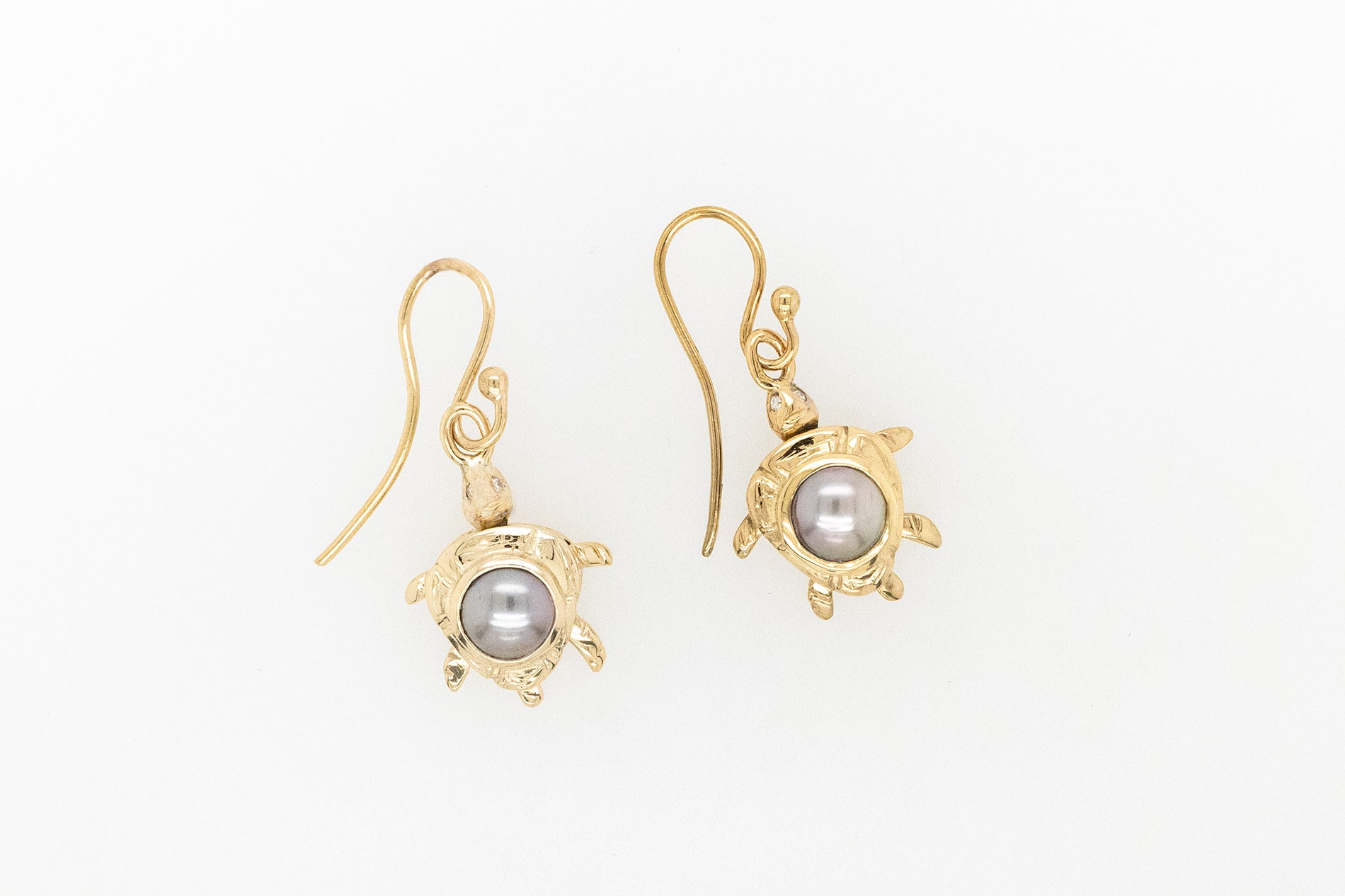 Abrolhos Island Pearl and Diamond Turtle Earrings