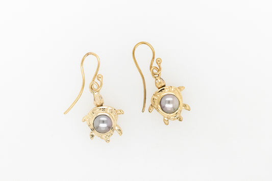 Abrolhos Island Pearl and Diamond Turtle Earrings