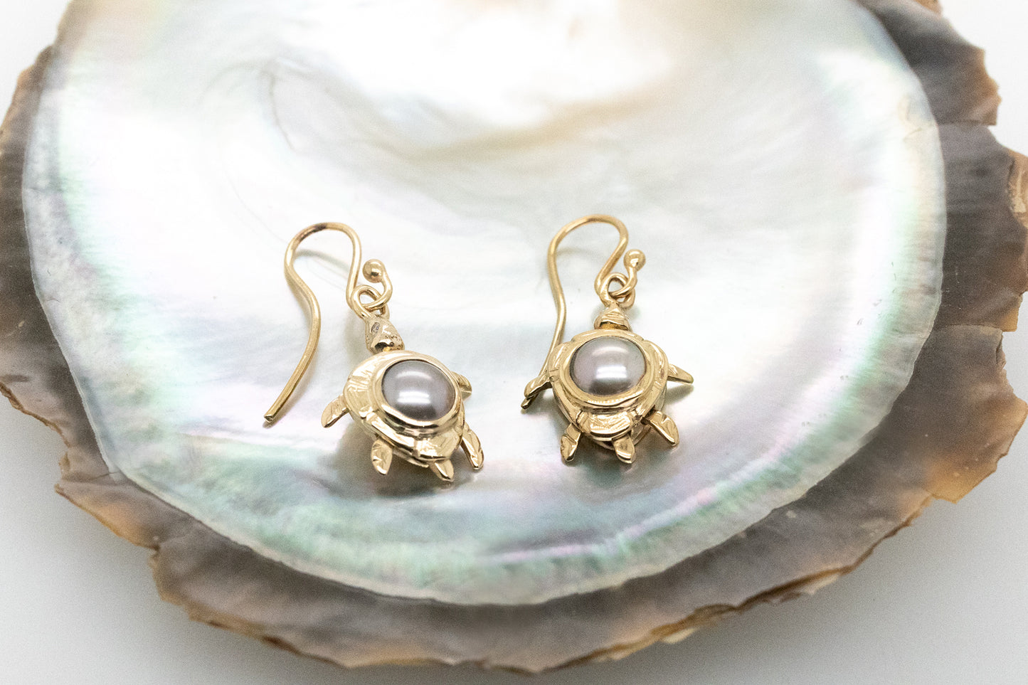 Abrolhos Island Pearl and Diamond Turtle Earrings