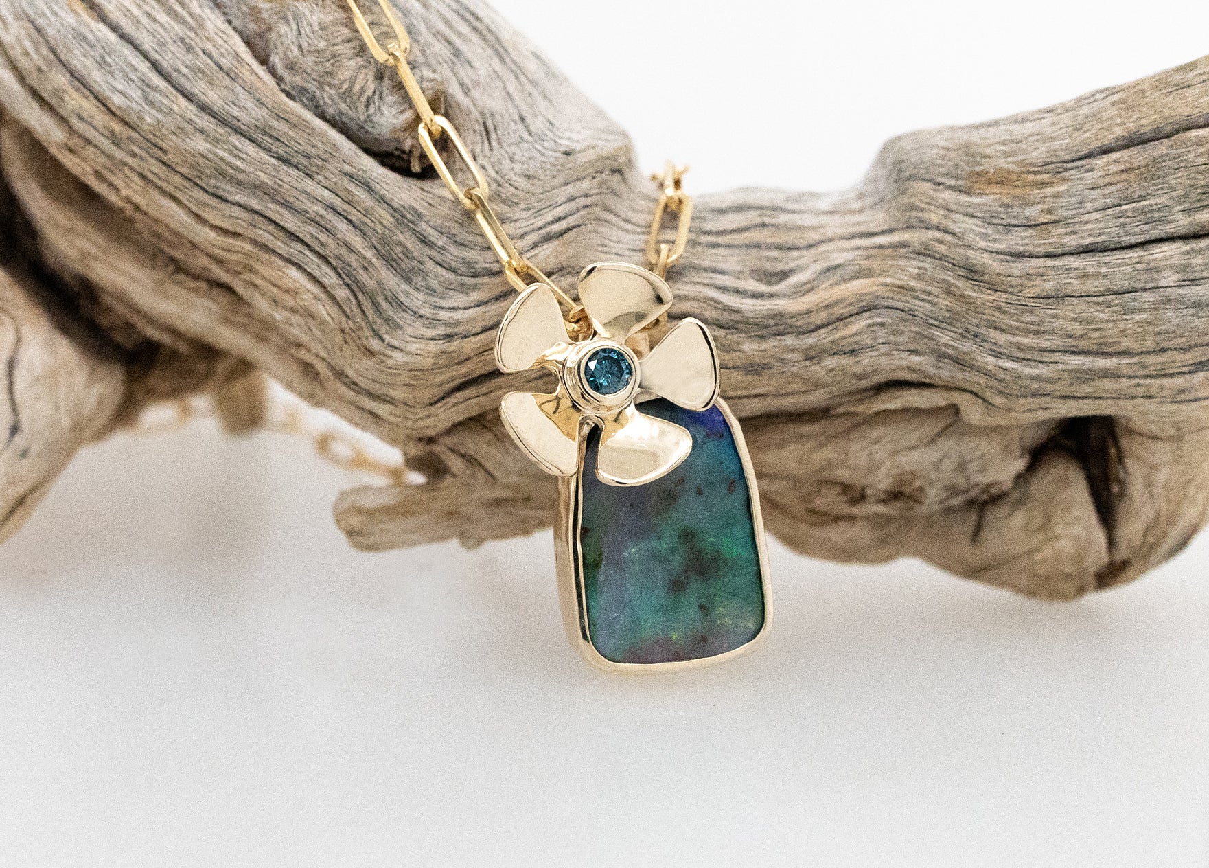 Diamond & Opal Geraldton Wax Pendant