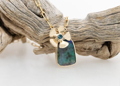 Diamond & Opal Geraldton Wax Pendant