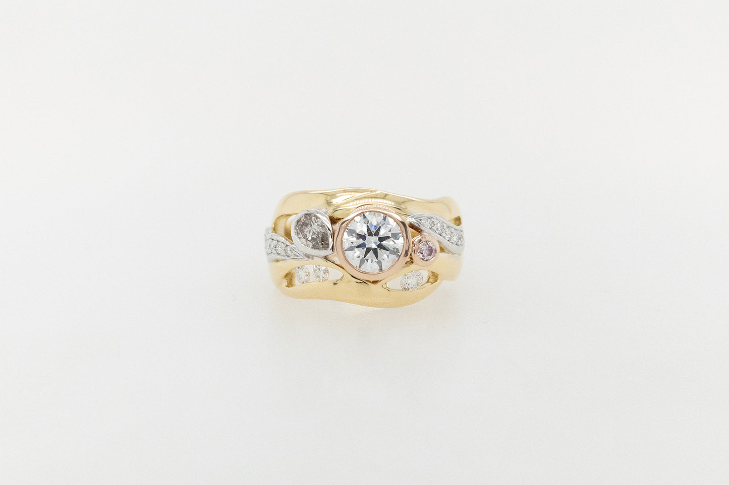 Pink, White and Champagne Diamond ring 