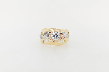 Pink, White and Champagne Diamond ring 