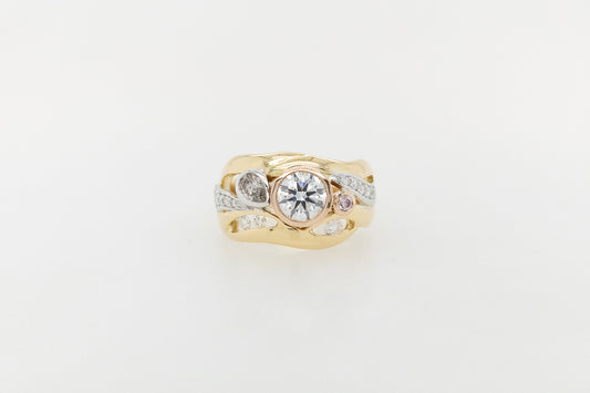 Pink, White and Champagne Diamond ring 
