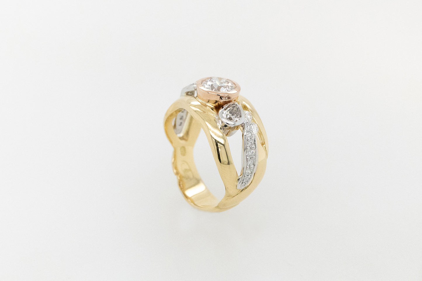 Pink, White and Champagne Diamond ring 