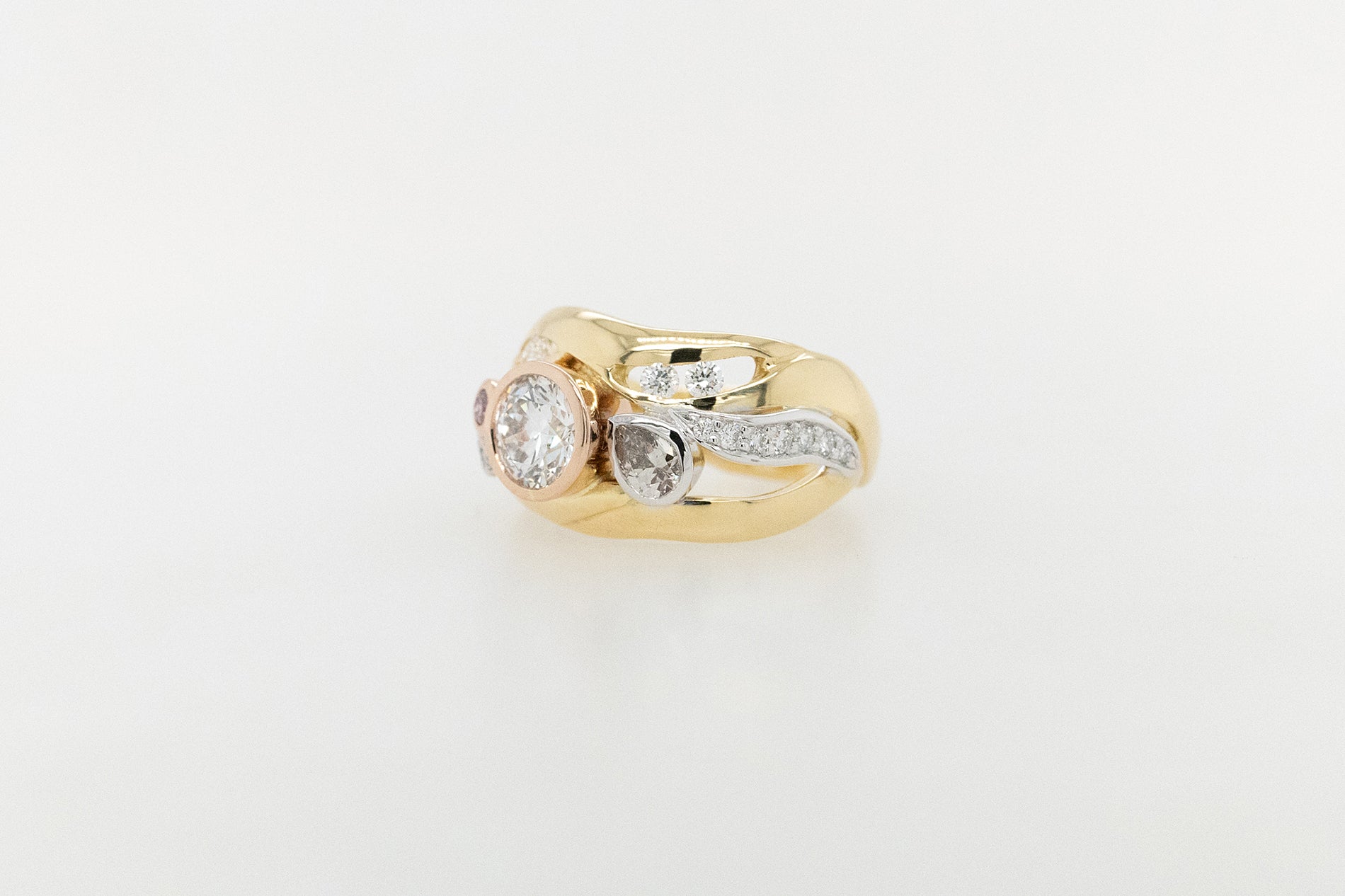 Pink, White and Champagne Diamond ring 