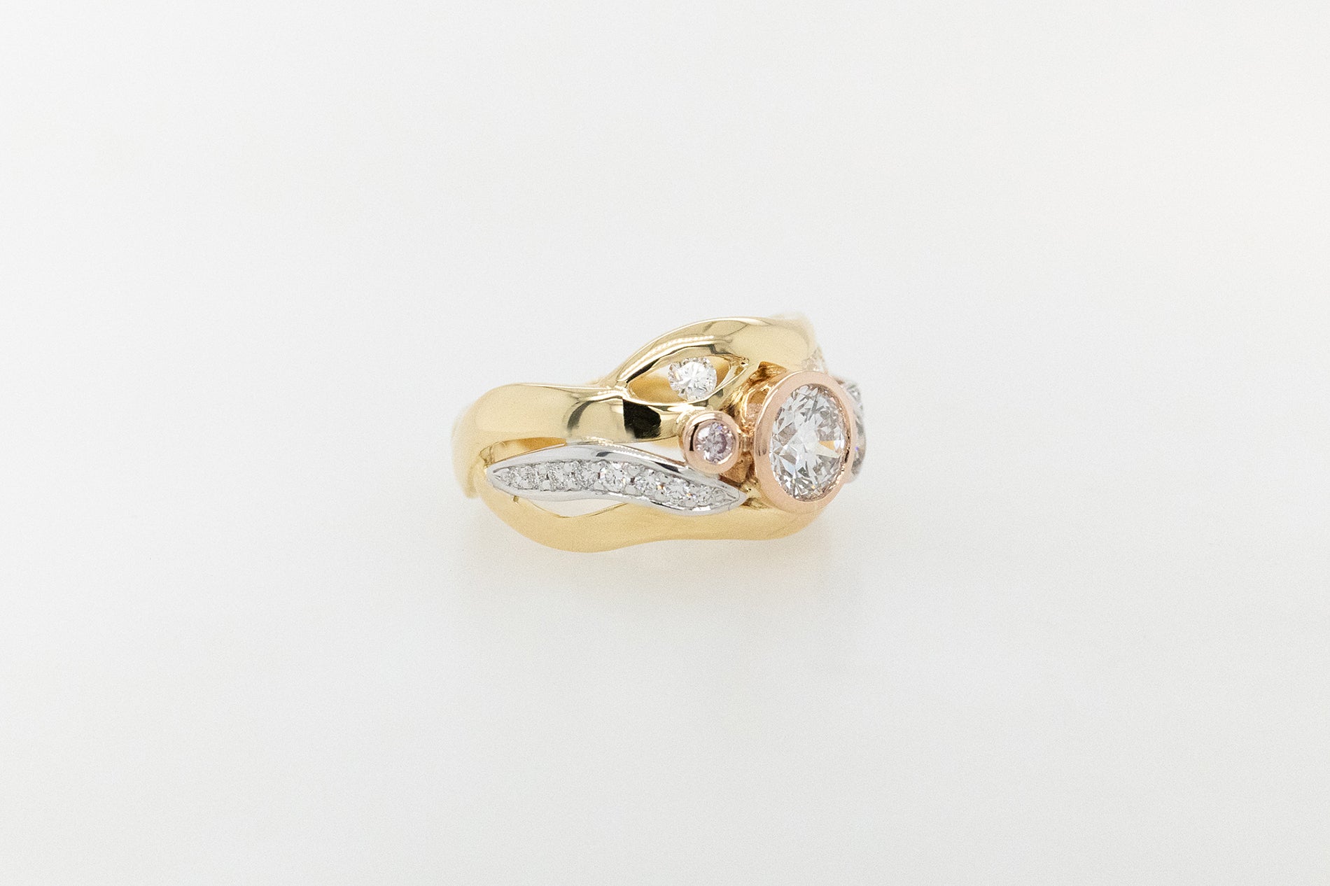 Pink, White and Champagne Diamond ring 