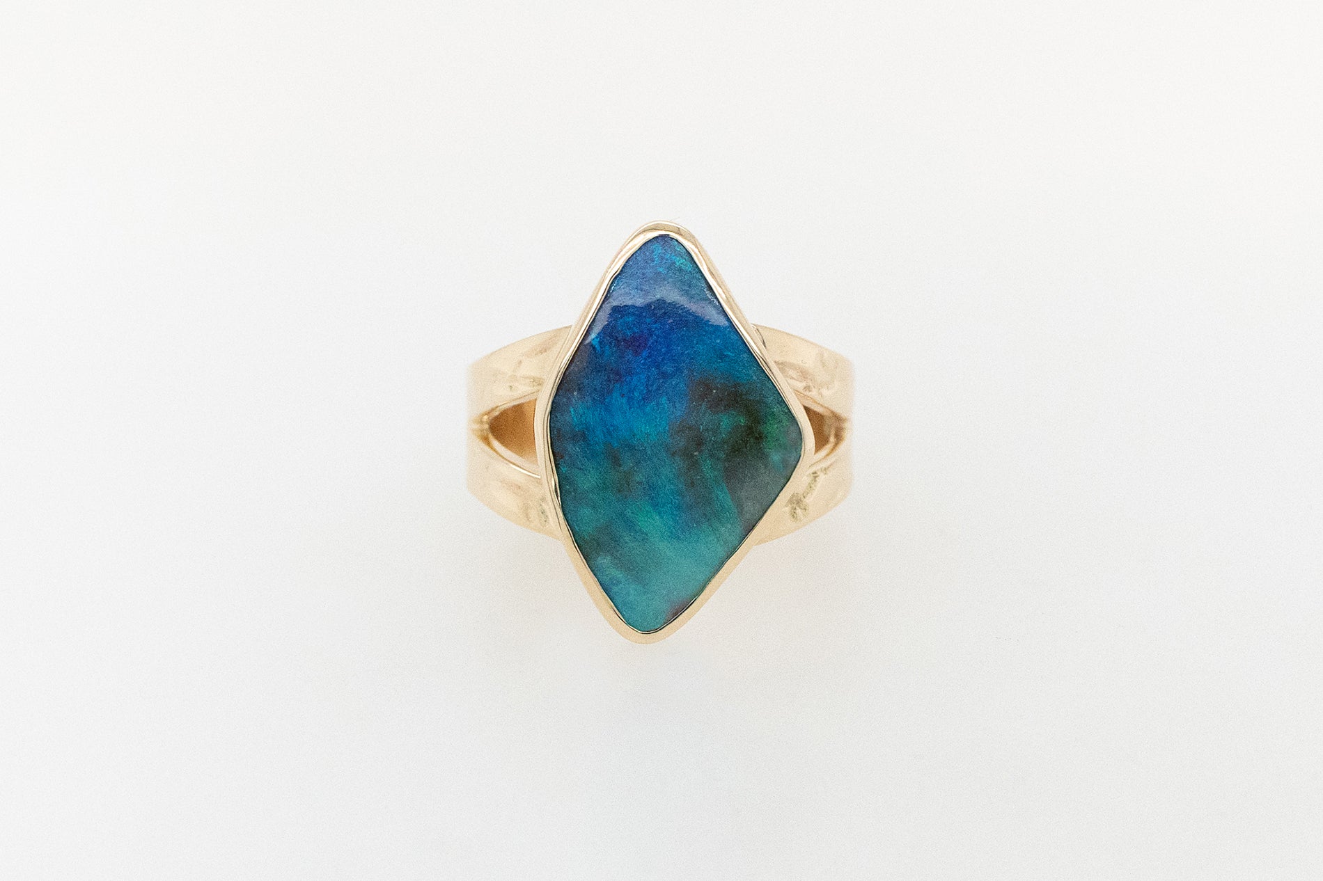 QLD Boulder Opal Embossed Ring