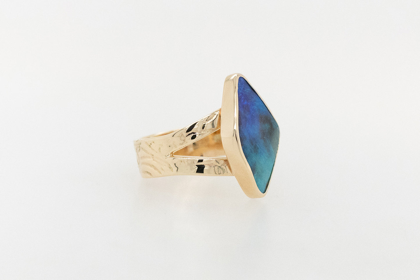 QLD Boulder Opal Embossed Ring