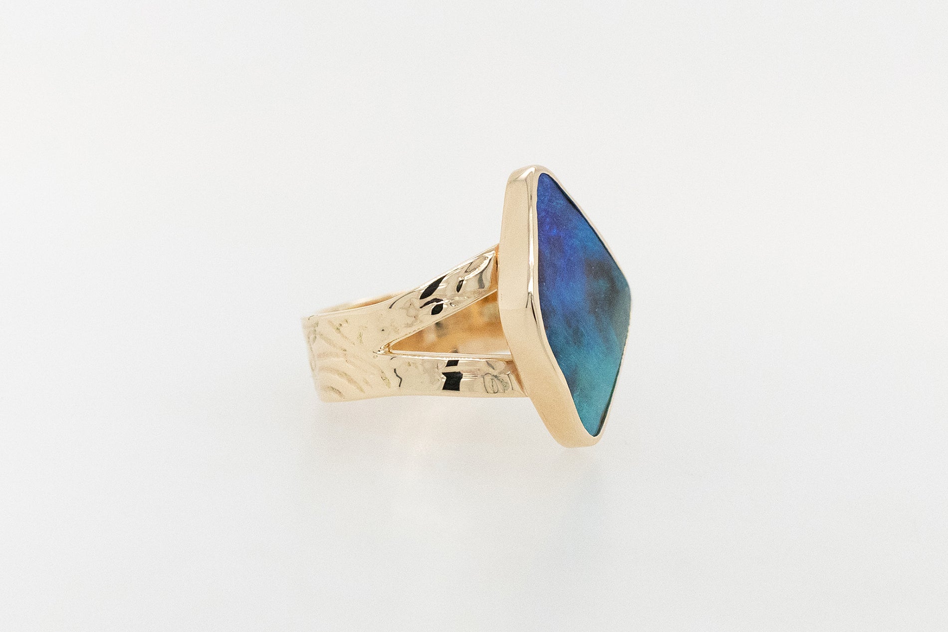 QLD Boulder Opal Embossed Ring