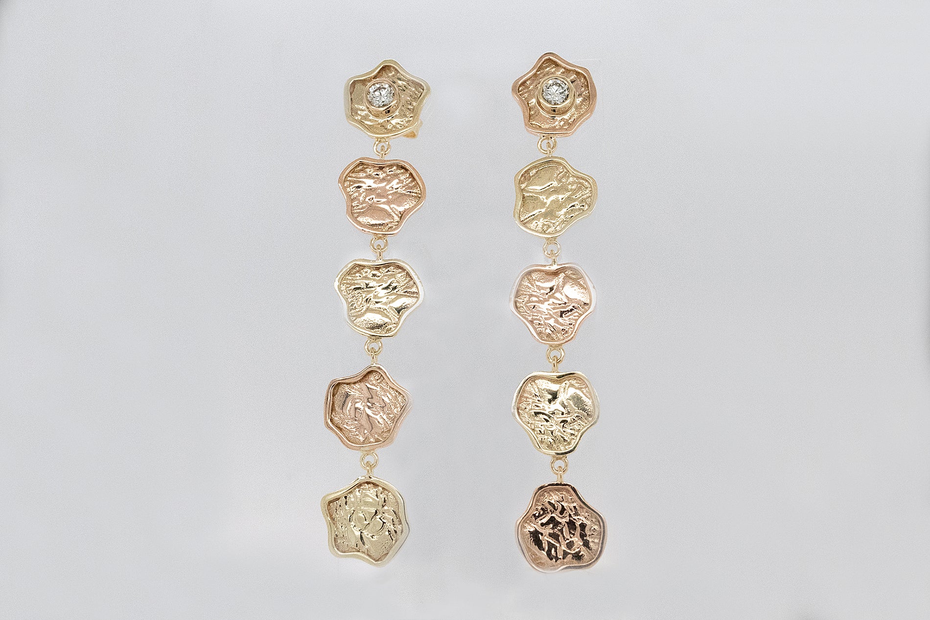 Island Stud Earrings with Diamond. 