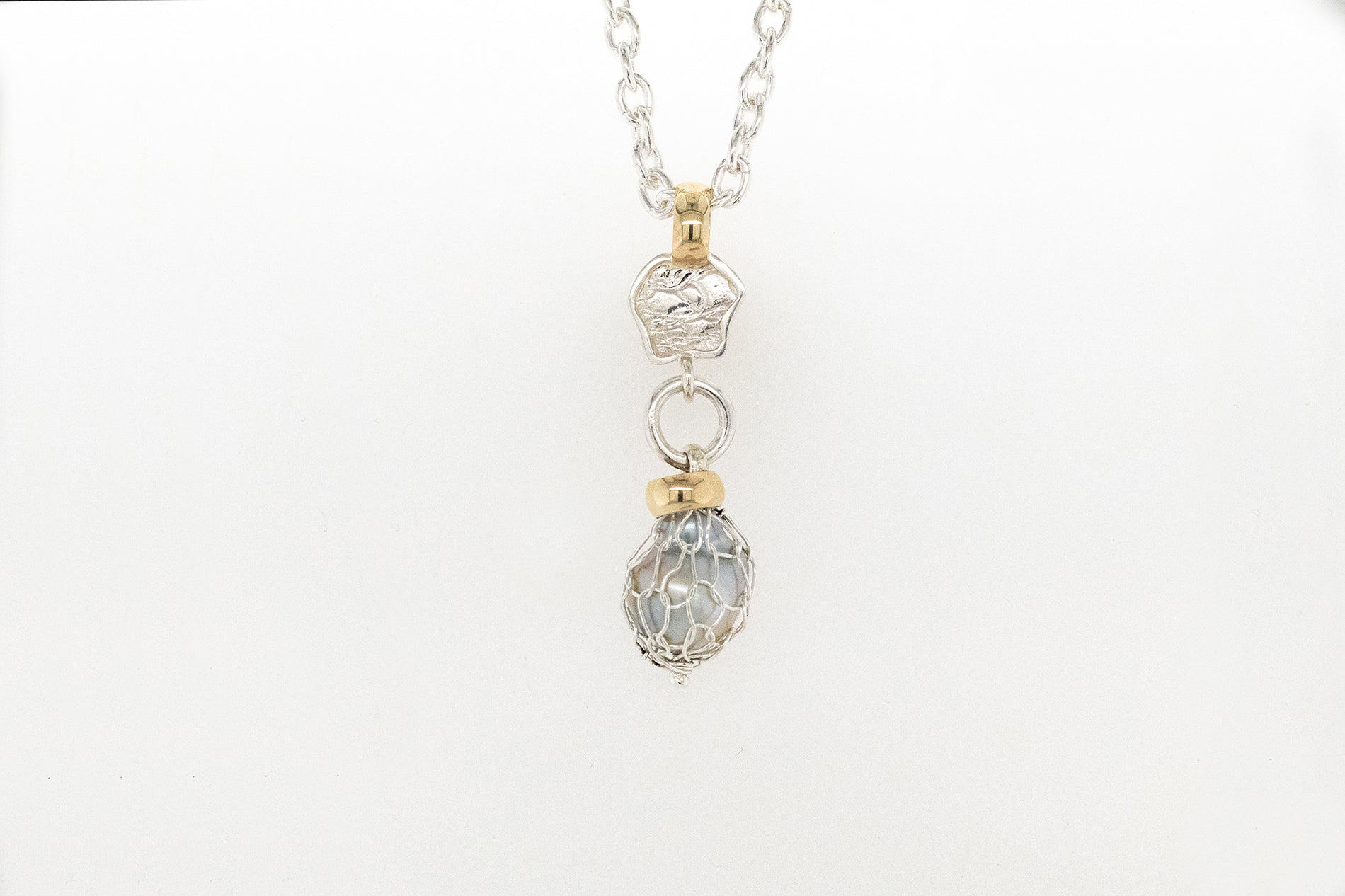 Island Knitting Wrapped Pearl Pendant 