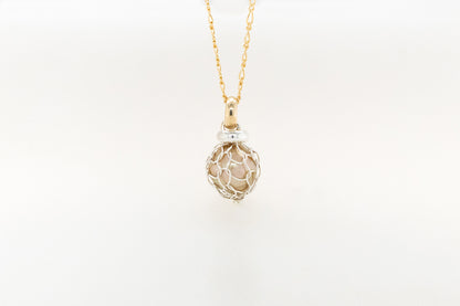 Knitting Wrapped Golden Pearl Pendant 