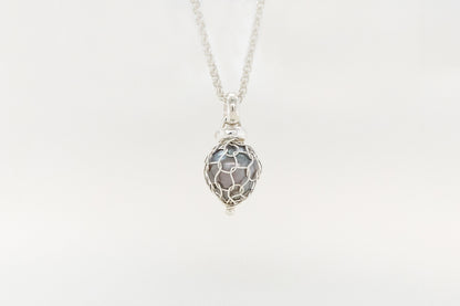 Knitting Wrapped Black Pearl Pendant