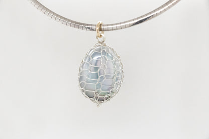 Knitting Wrapped Mabe Pearl Pendant 