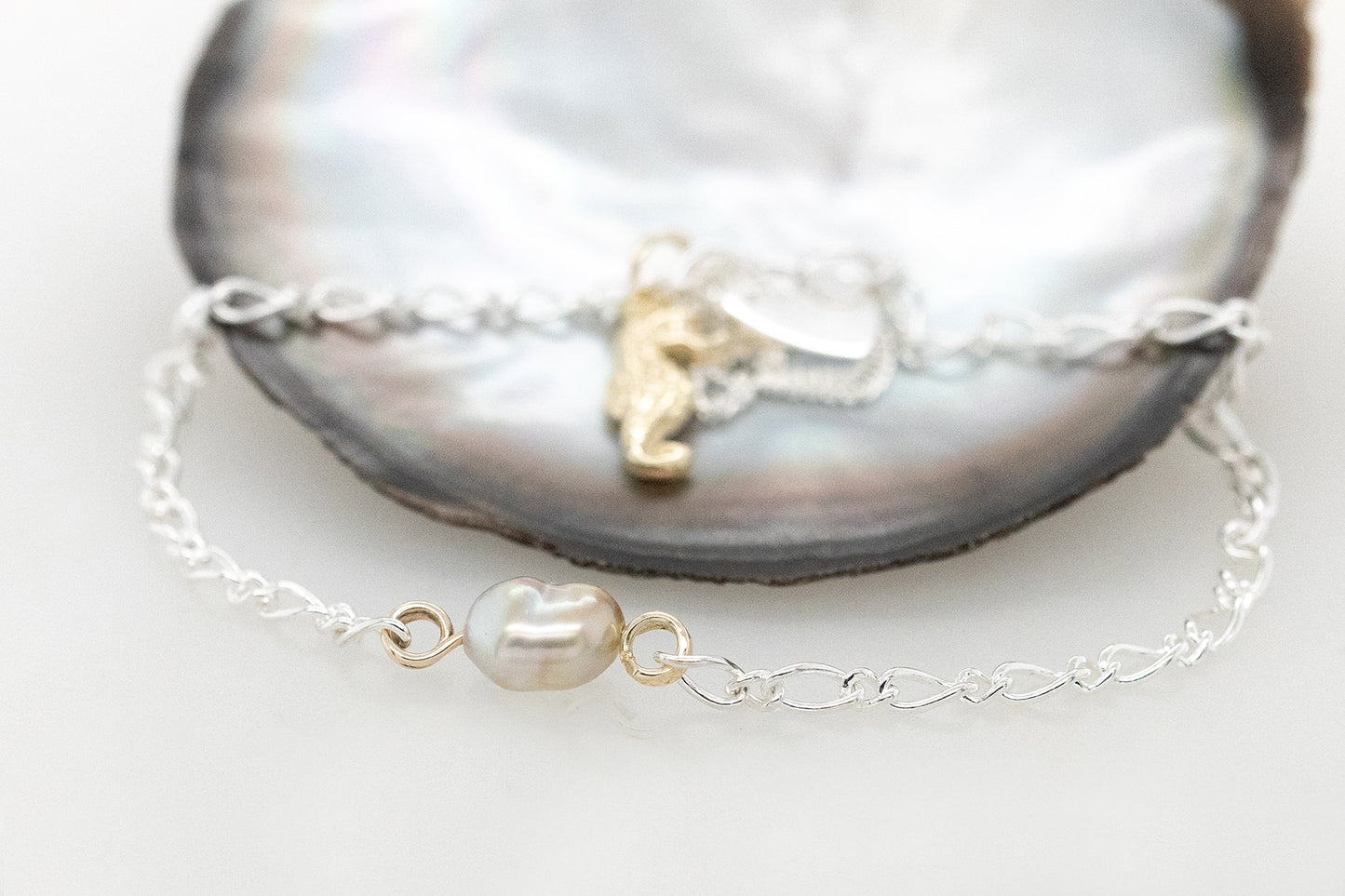 Seahorse & Abrolhos Keshi Pearl Locket Bracelet