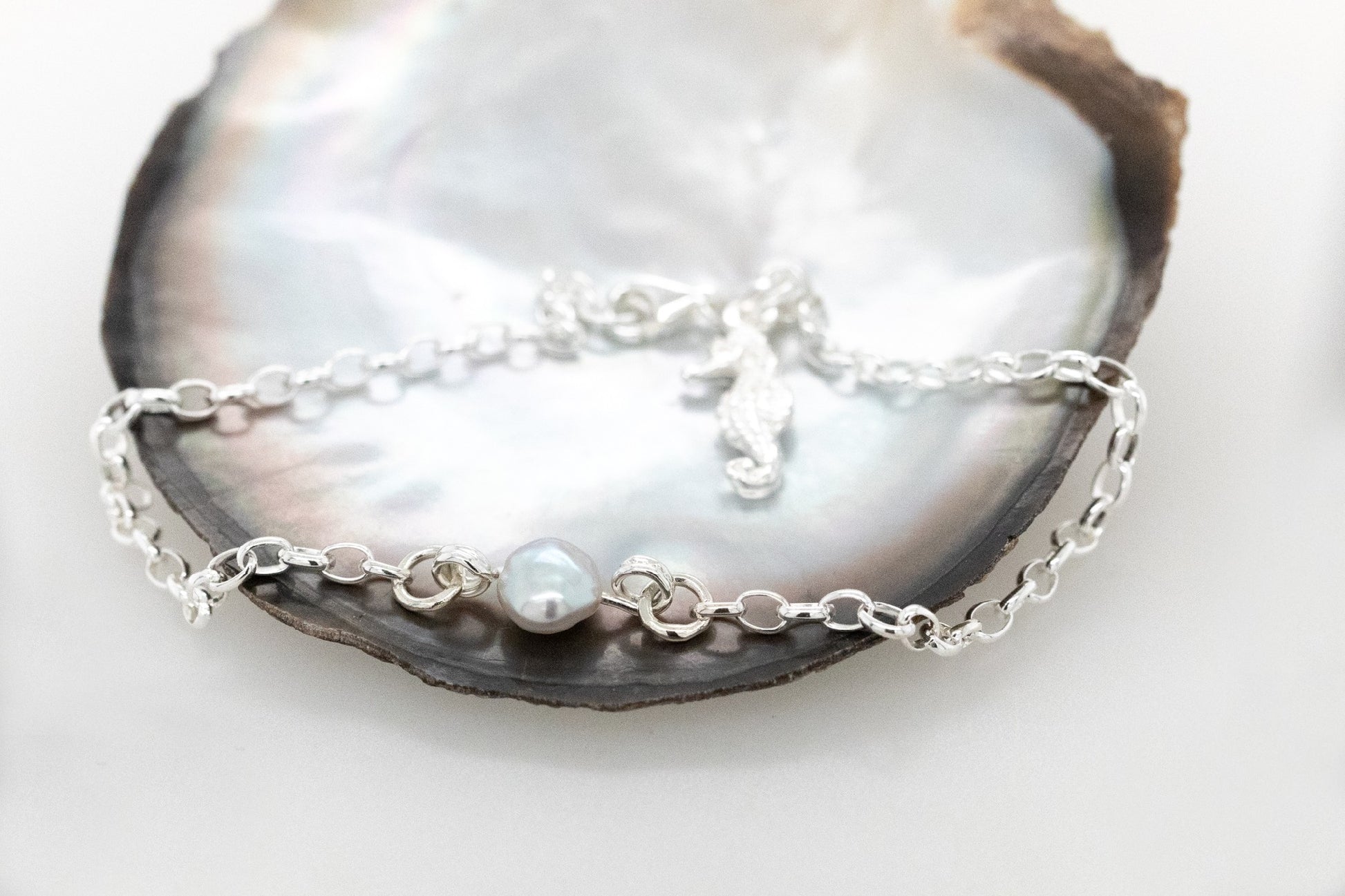Keshi Pearl Seahorse Bracelet