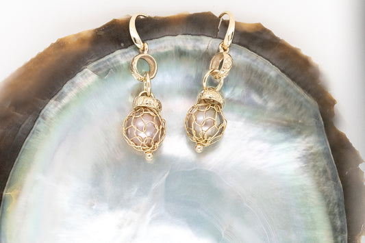 Embossed & French Knitted  Abrolhos Pearl Earrings