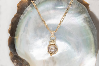 Embossed & French Knitted Pearl Pendant