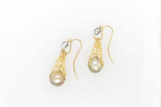 French Knitted Pearl Earrings