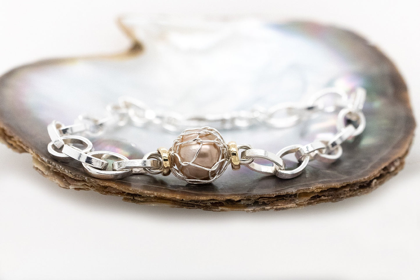 Knit Wrapped Pearl Bracelet