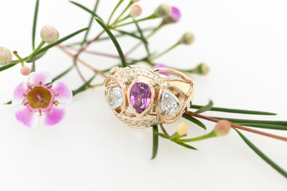 Pink Sapphire & Diamond Ring