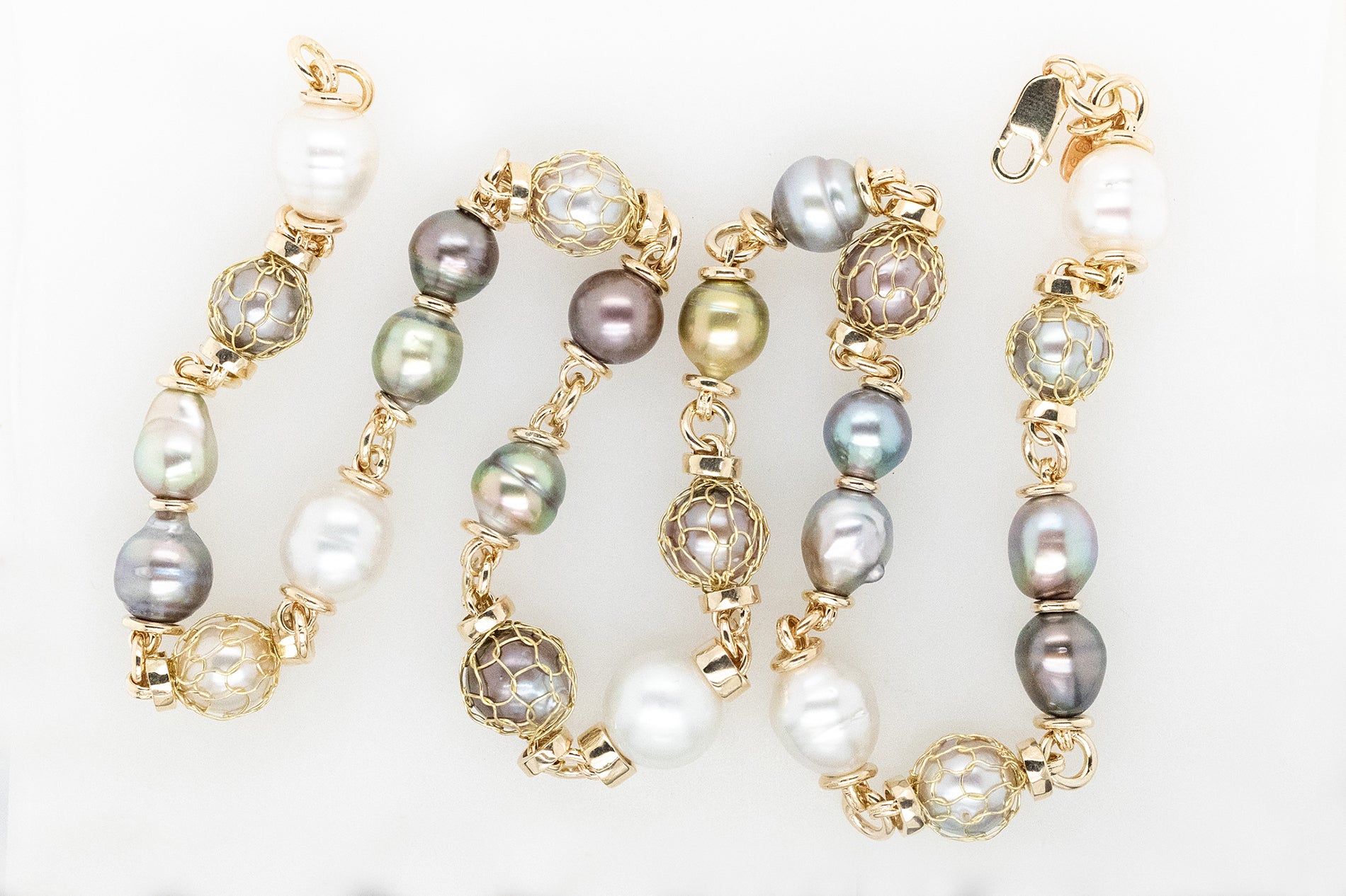 French Knitted Multi Strand Pearl Necklace