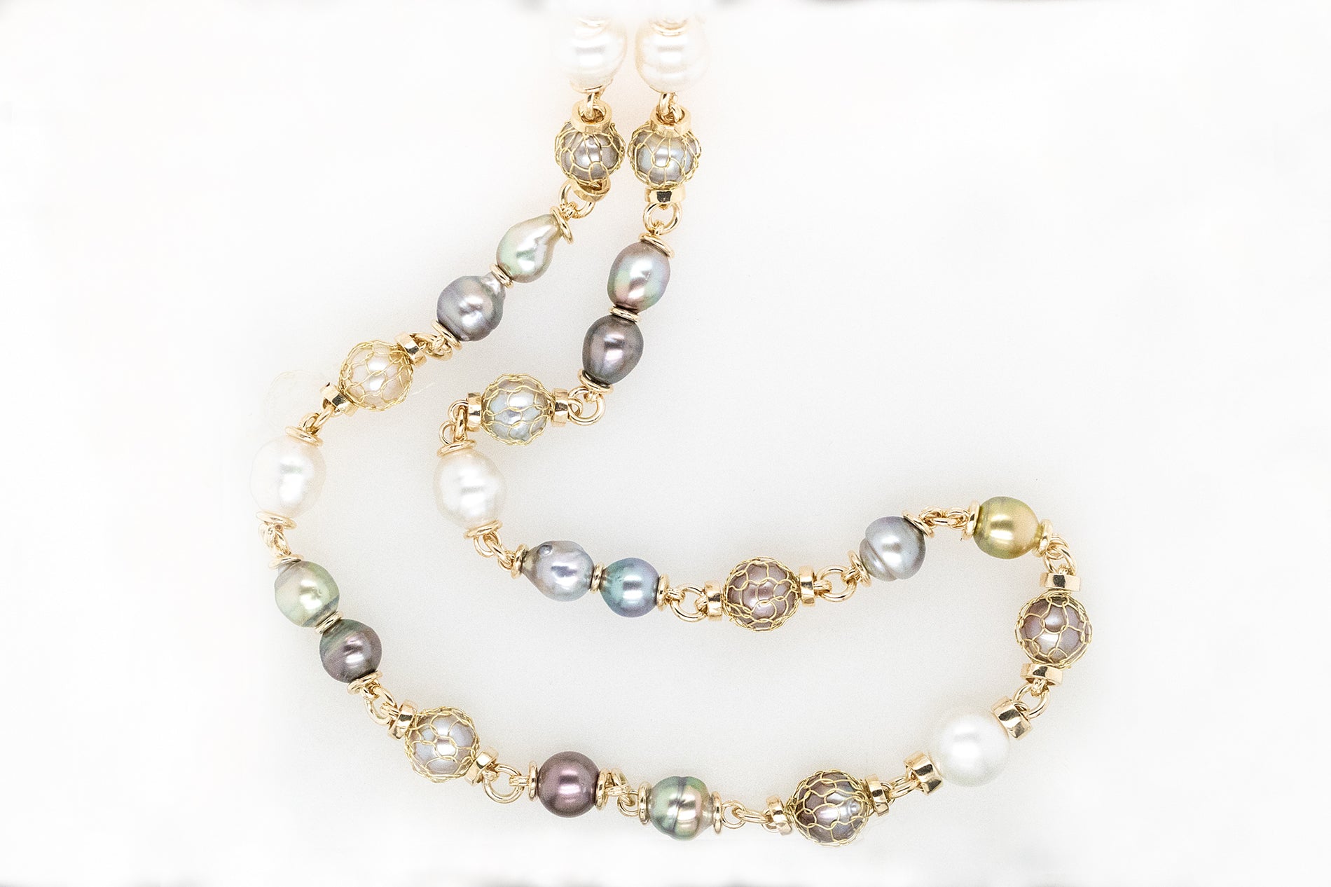 French Knitted Multi Strand Pearl Necklace