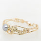 Abrolhos Pearl and Coloured stone, Geraldton Wax Hinged Cuff Bracelet