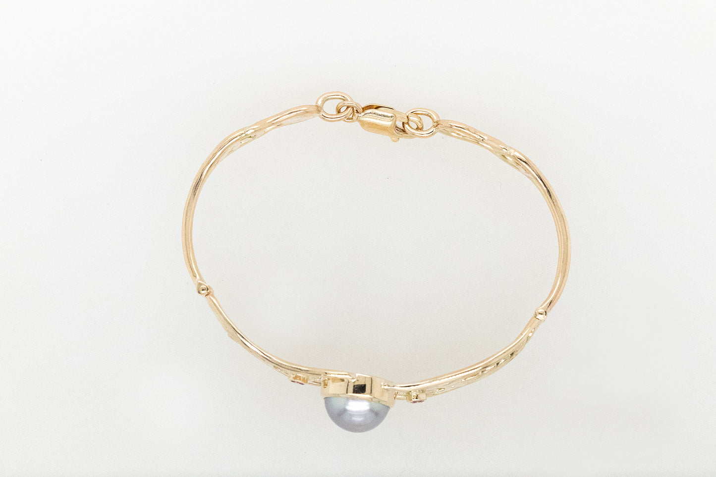 Abrolhos Pearl and Coloured stone, Geraldton Wax Hinged Cuff Bracelet