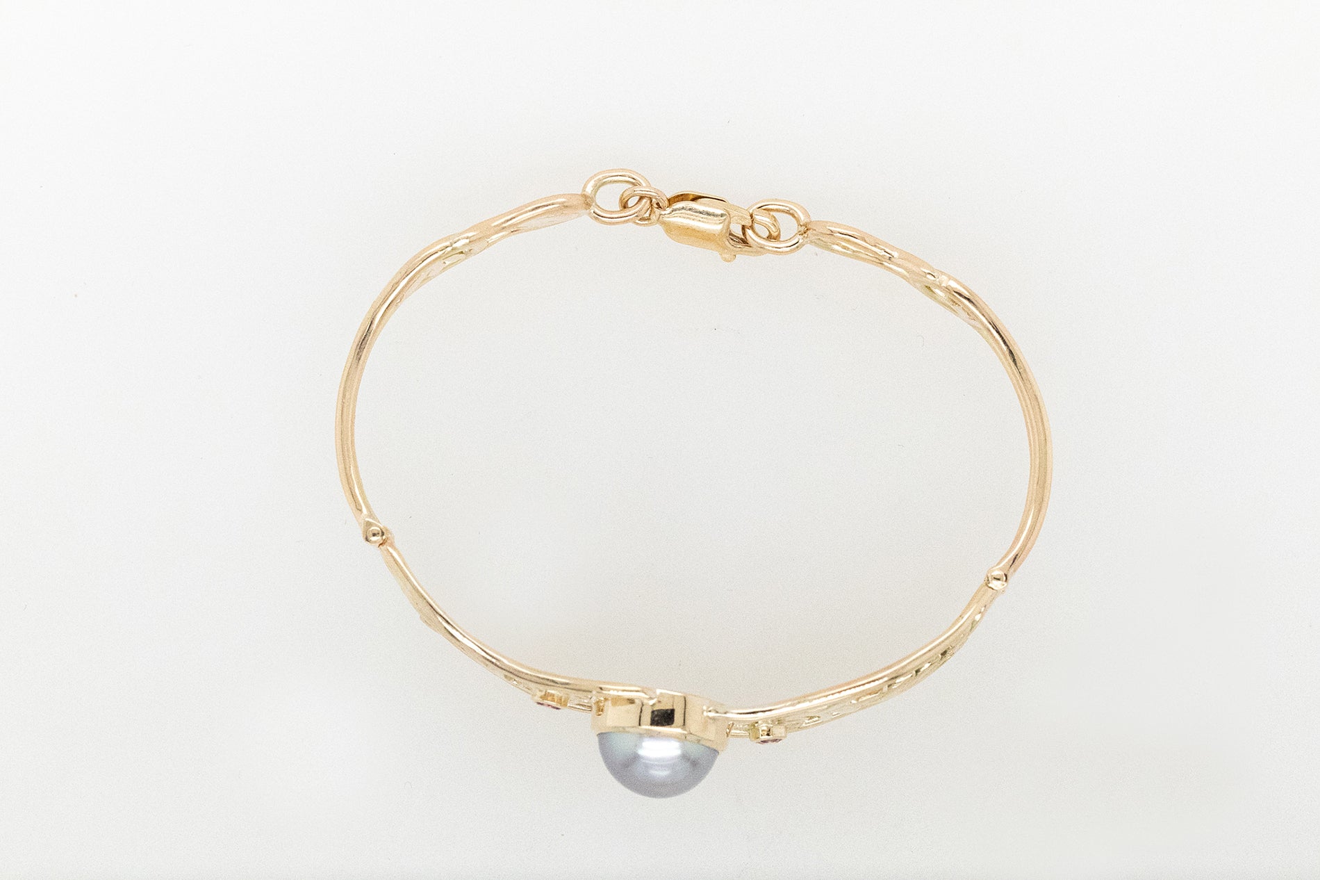Abrolhos Pearl and Coloured stone, Geraldton Wax Hinged Cuff Bracelet