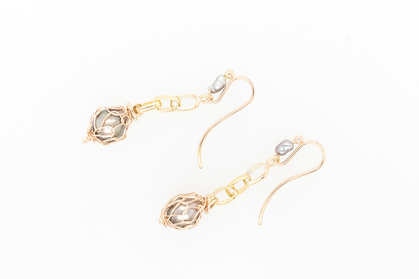 Knitted Two Tone Pearl Earrings
