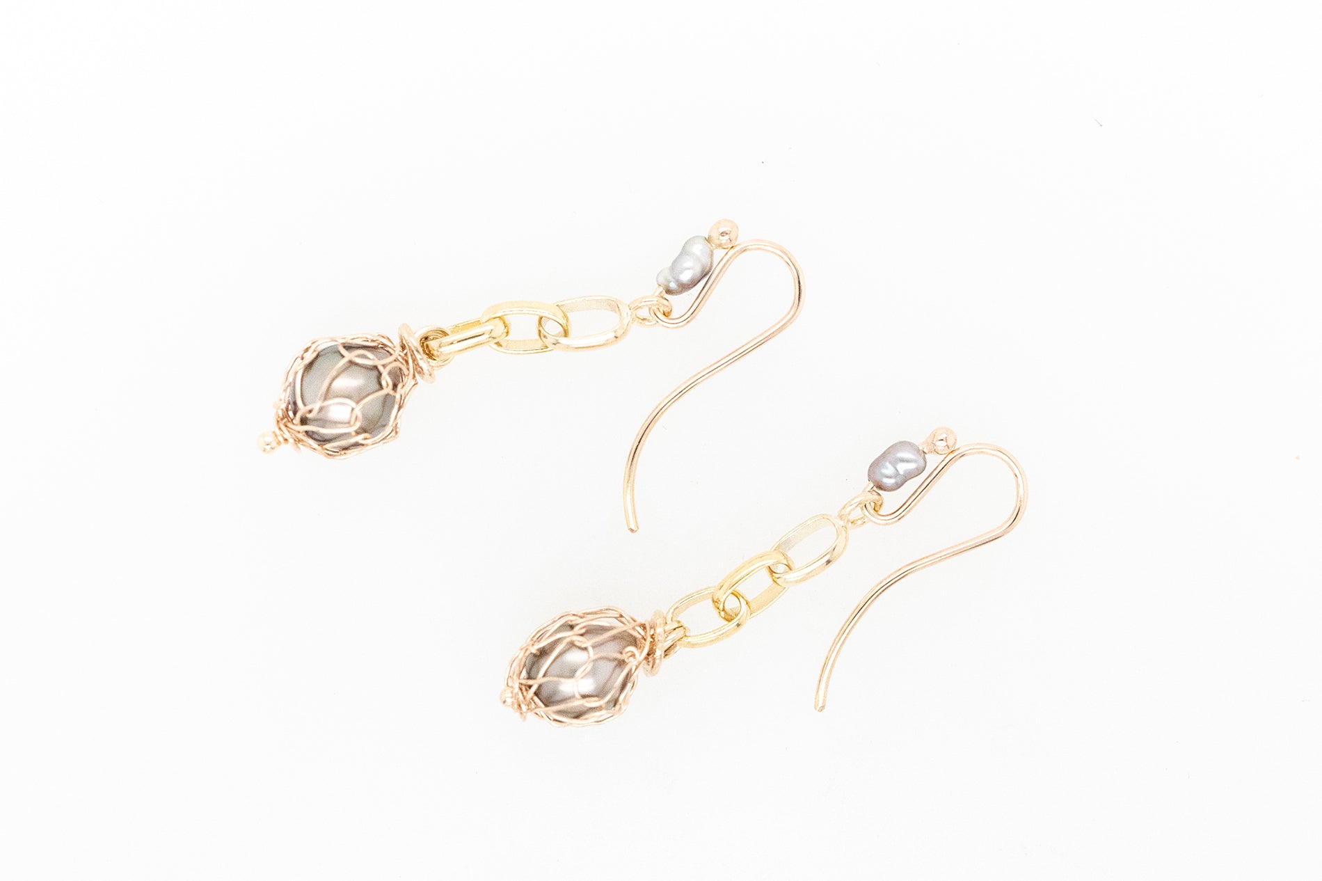 Knitted Two Tone Pearl Earrings