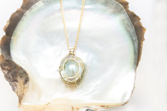 Knitted Mabe Pearl Pendant