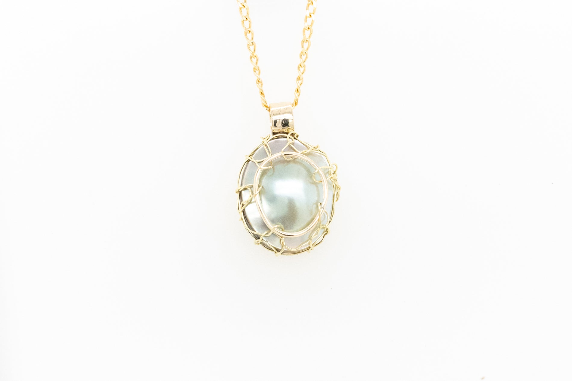 Knitted Mabe Pearl Pendant