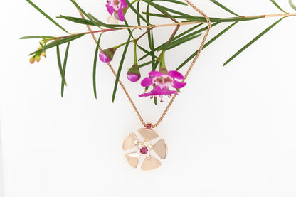 Geraldton Wax & Garnet Flower Pendant