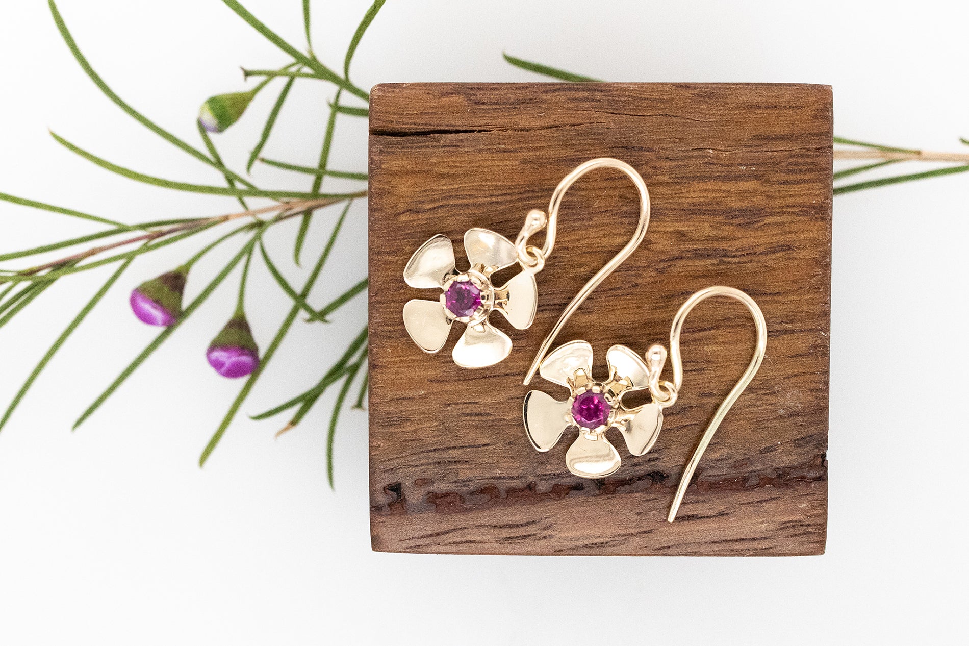 Geraldton Wax Garnet Earrings